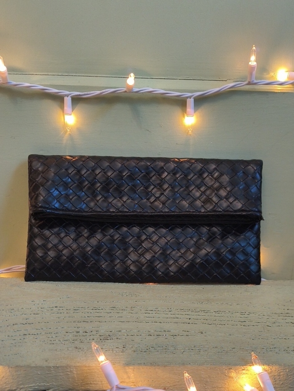 Women's Bijoux Terner Black Basket Weave Faux Leather Clutch Wallet